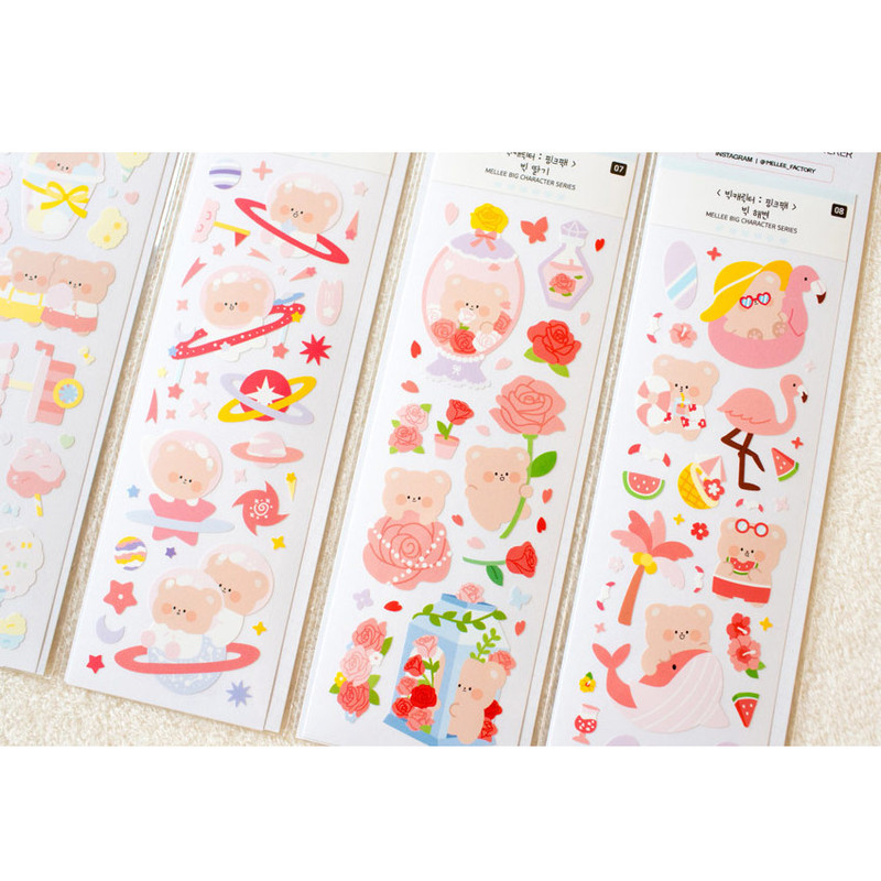Mellee Factory Big Pink Removable Sticker Pack Mellee Factory Big Pink Removable Sticker Pack