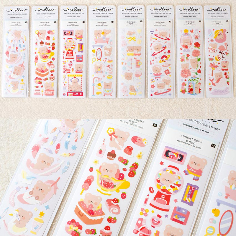 Mellee Factory Big Pink Removable Sticker Pack Mellee Factory Big Pink Removable Sticker Pack