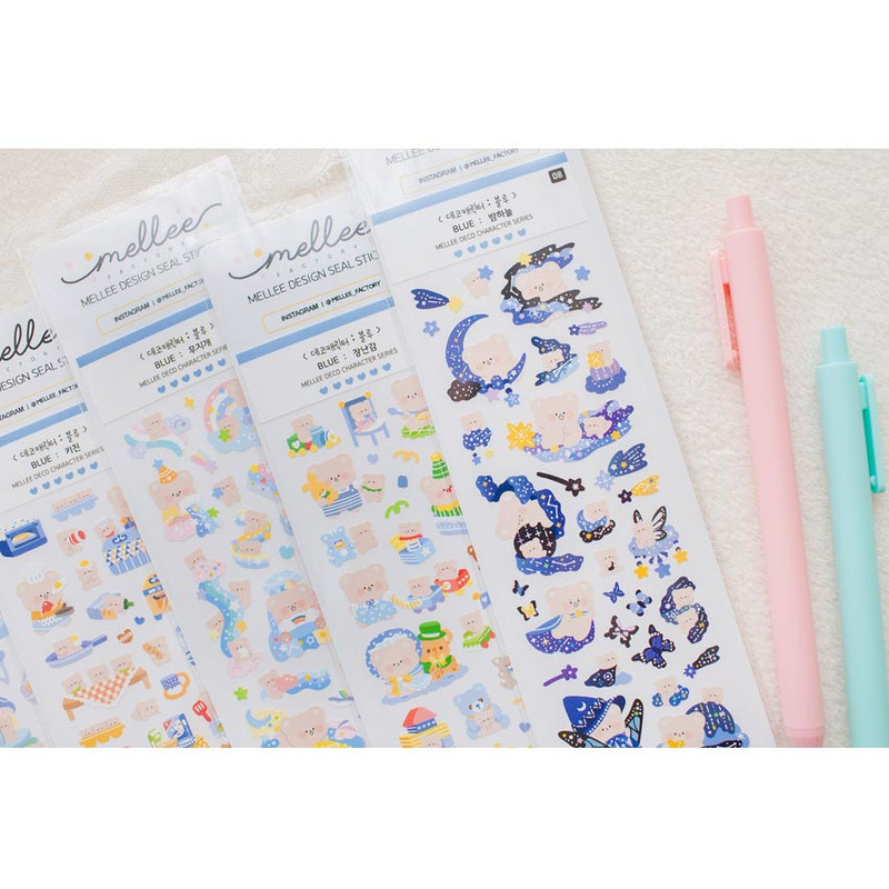 Mellee Factory Deco Blue Removable Sticker Pack Mellee Factory Deco Blue Removable Sticker Pack