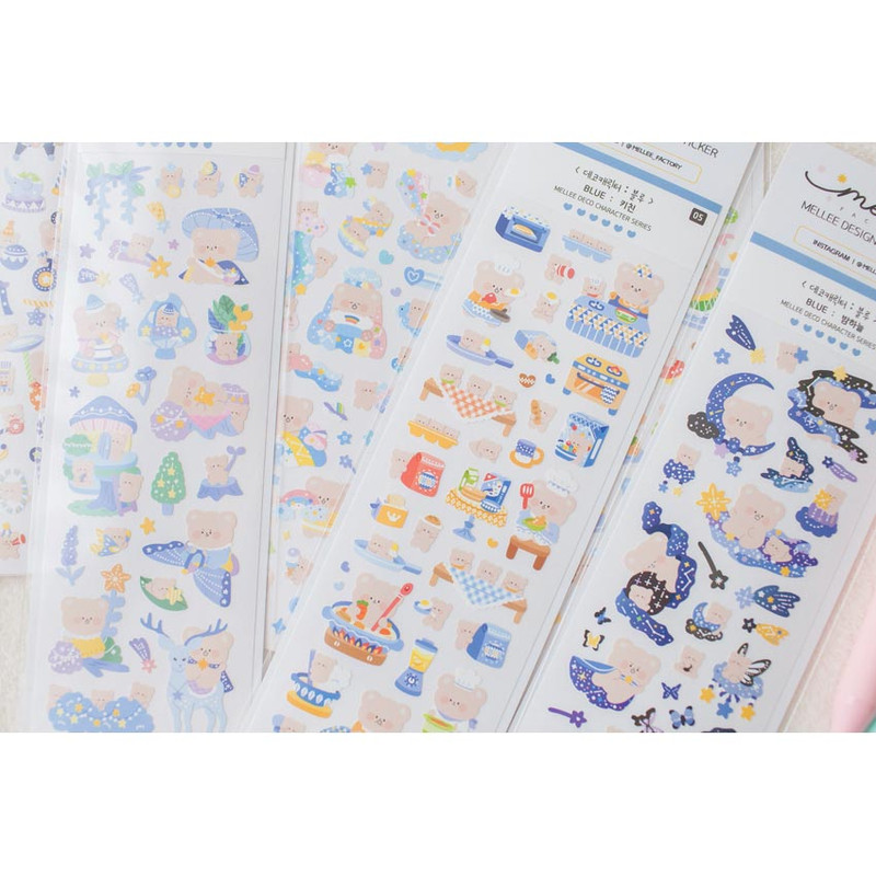 Mellee Factory Deco Blue Removable Sticker Pack Mellee Factory Deco Blue Removable Sticker Pack