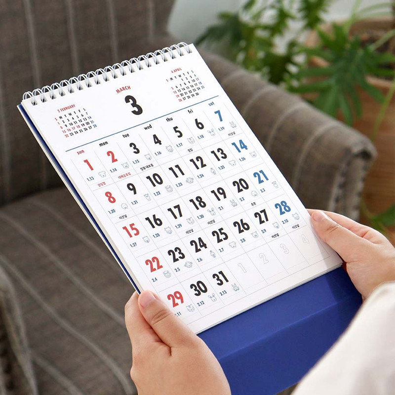 easy-to-read numbers - Indigo 2026 Lunar Korean Retro Monthly Desk Calendar easy-to-read numbers - Indigo 2026 Lunar Korean Retro Monthly Desk Calendar