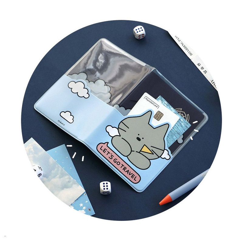 outside pocket - Iconic Doodle Clear Passport Cover outside pocket - Iconic Doodle Clear Passport Cover