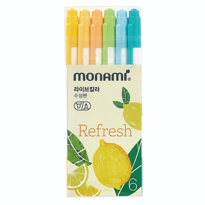 Monami Refresh Double Ended Water-Based Ink 6 Color Pen Set Monami Refresh Double Ended Water-Based Ink 6 Color Pen Set