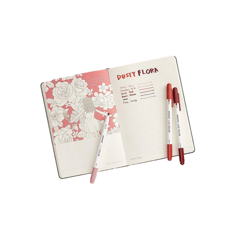 Usage example of Monami Dusty Flora Double Ended Water-Based Ink 6 Color Pen Set Usage example of Monami Dusty Flora Double Ended Water-Based Ink 6 Color Pen Set