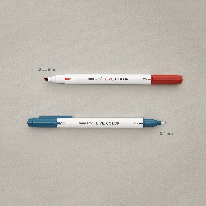 Double tips - Monami Dusty Flora Double Ended Water-Based Ink 6 Color Pen Set Double tips - Monami Dusty Flora Double Ended Water-Based Ink 6 Color Pen Set