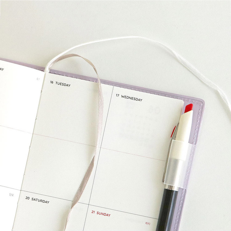 2 ribbon bookmarks & pen holder - Iconic 2026 Simple Small Dated Weekly Planner Diary 2 ribbon bookmarks & pen holder - Iconic 2026 Simple Small Dated Weekly Planner Diary