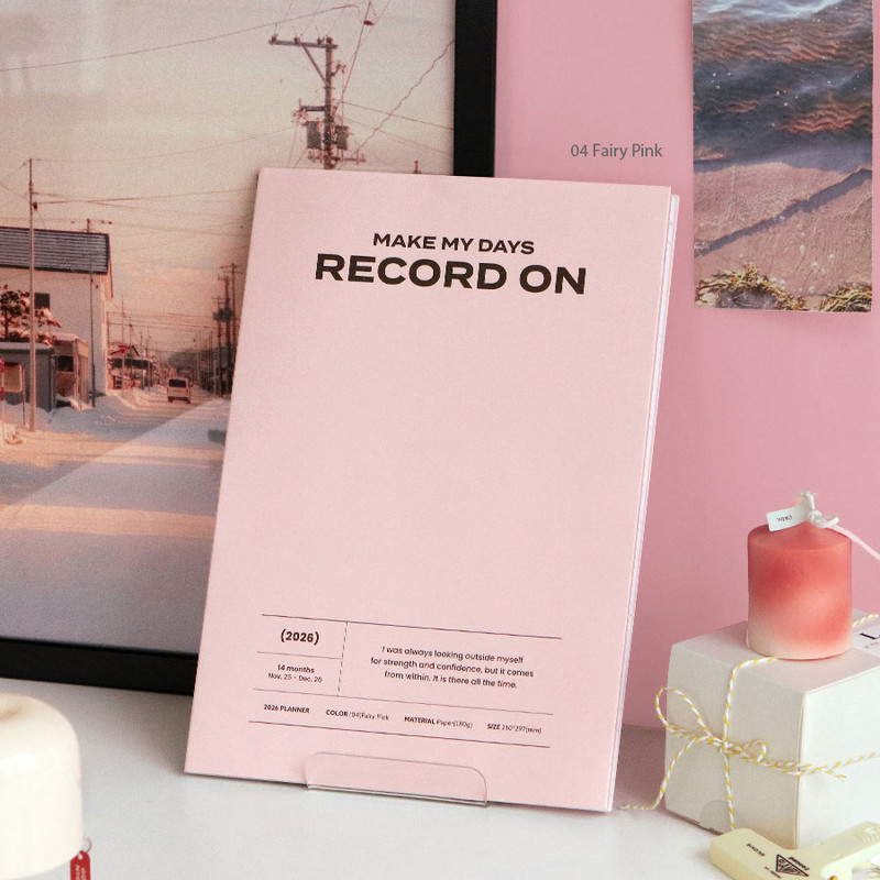 04 Fairy Pink - Iconic 2026 Record On A4 Dated Monthly Planner