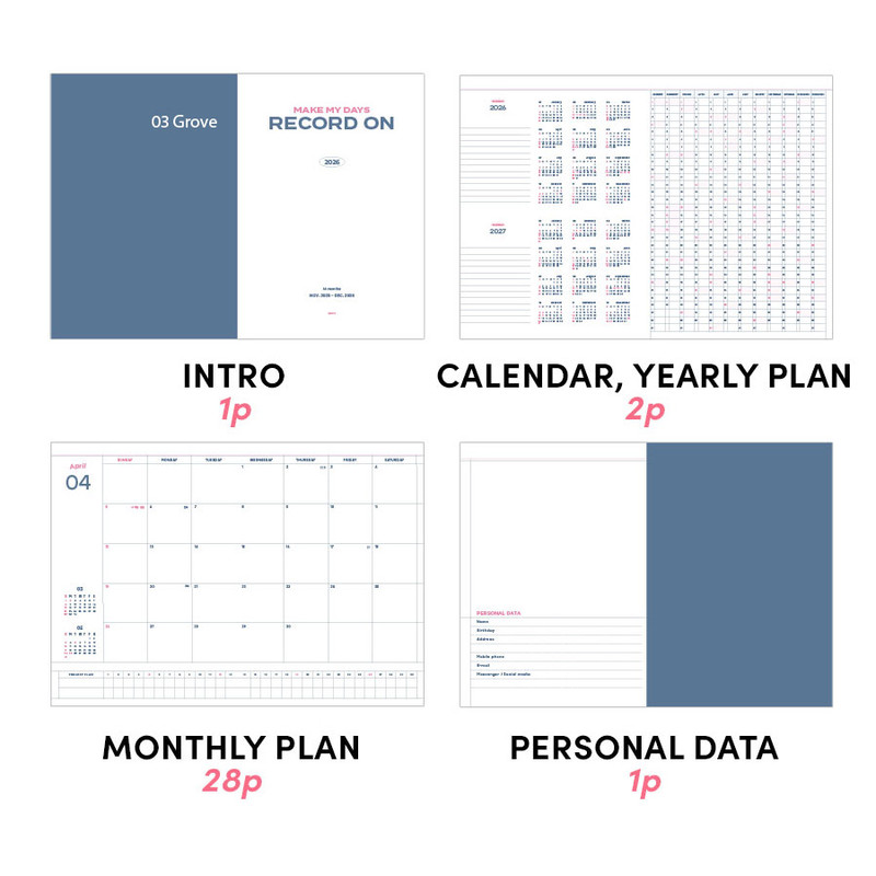 Planner pages - Iconic 2026 Record On A4 Dated Monthly Planner