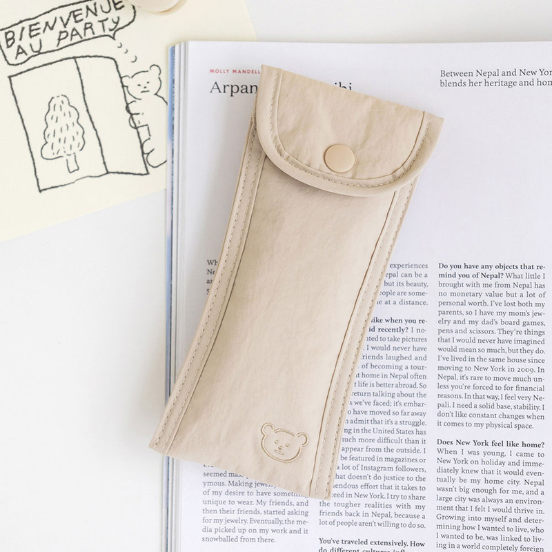 Beige - Romane Brunch Brother 365 Letter Slim Pencil Case Beige - Romane Brunch Brother 365 Letter Slim Pencil Case