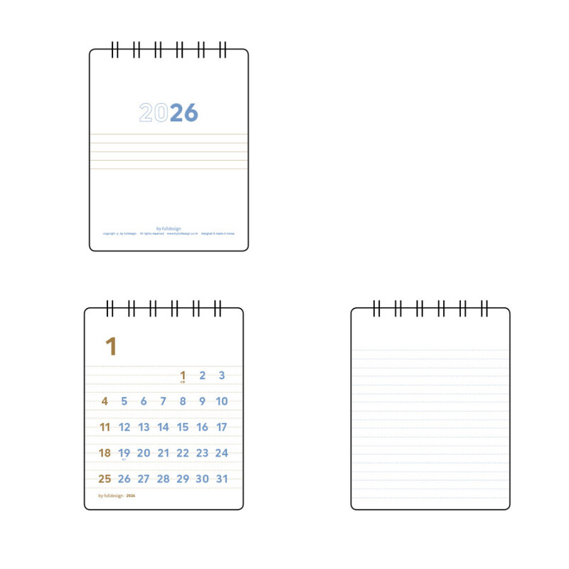 Calendar pages - Byfulldesign 2026 Lined Tiny Desk Calendar Set of 2 Calendar pages - Byfulldesign 2026 Lined Tiny Desk Calendar Set of 2