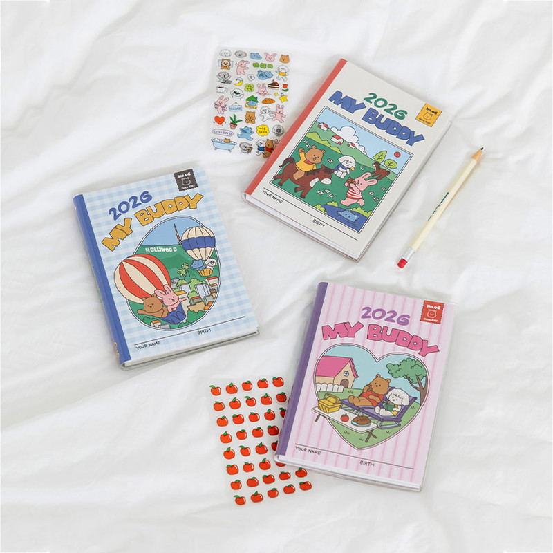 Comes with stickers - Dailylike 2026 My Buddy Dated Weekly Diary Comes with stickers - Dailylike 2026 My Buddy Dated Weekly Diary
