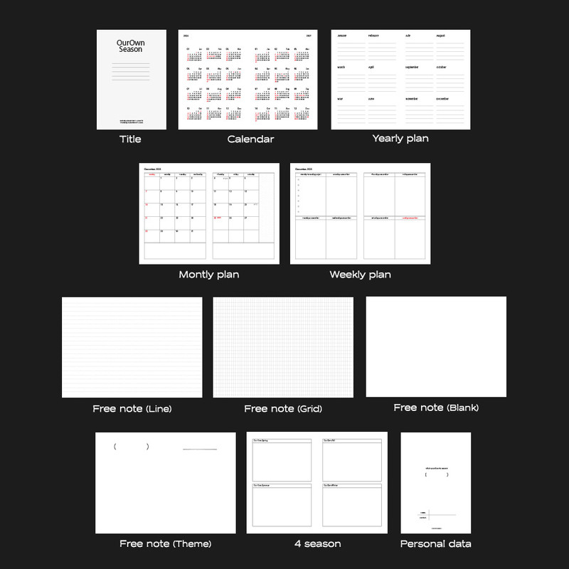 Planner pages - Dailylike 2026 Our Own Season Dated Weekly Diary Planner pages - Dailylike 2026 Our Own Season Dated Weekly Diary