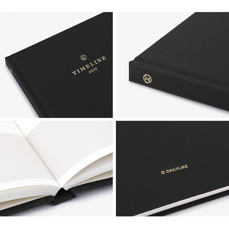 Black - Dailylike 2025 Timeline Dated Weekly Planner