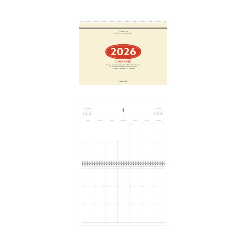 Two-Page Monthly Spreads - Dailylike 2026 D Planner Wirebound Dated Monthly Scheduler Two-Page Monthly Spreads - Dailylike 2026 D Planner Wirebound Dated Monthly Scheduler