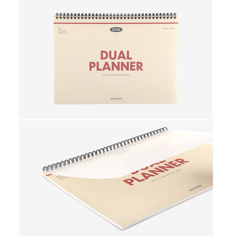 Detail of Dailylike 2026 Dual Wirebound Dated Monthly Desk Planner