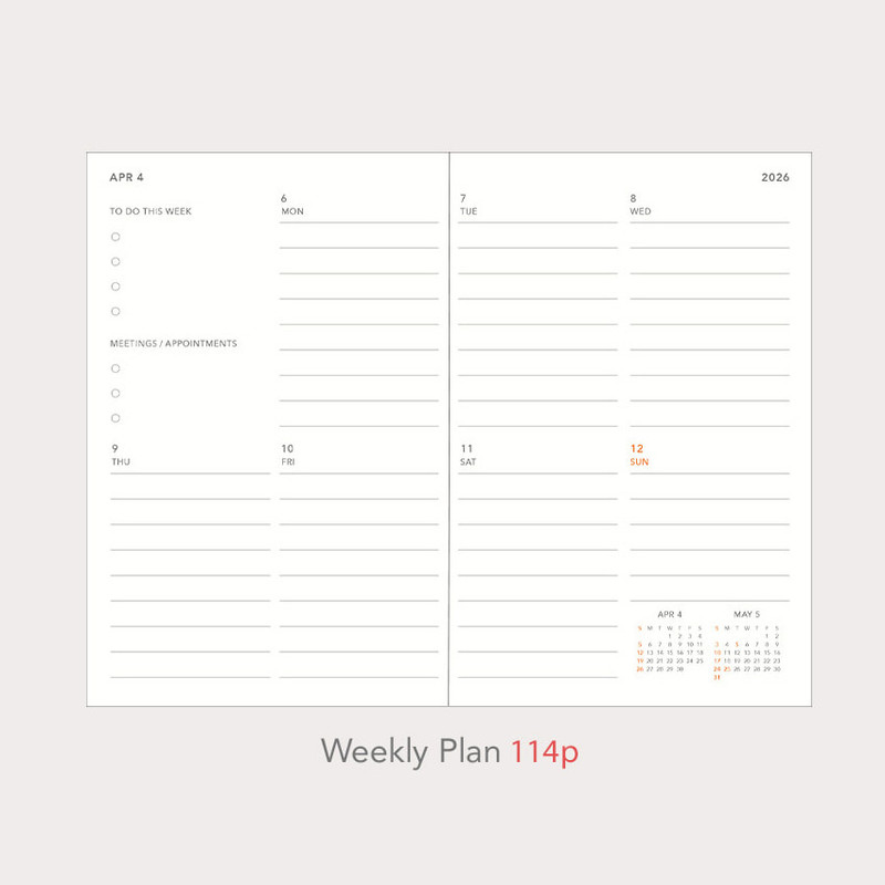 Weekly Plan - Paperian 2026 A'round The Day Small Dated Weekly Planner