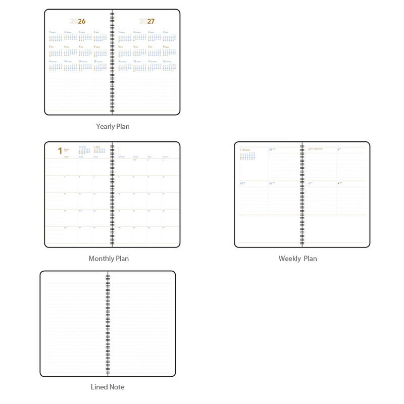 Planner Pages - Byfulldesign 2026 Notable Memory Twin-Wire Dated Weekly Planner Planner Pages - Byfulldesign 2026 Notable Memory Twin-Wire Dated Weekly Planner