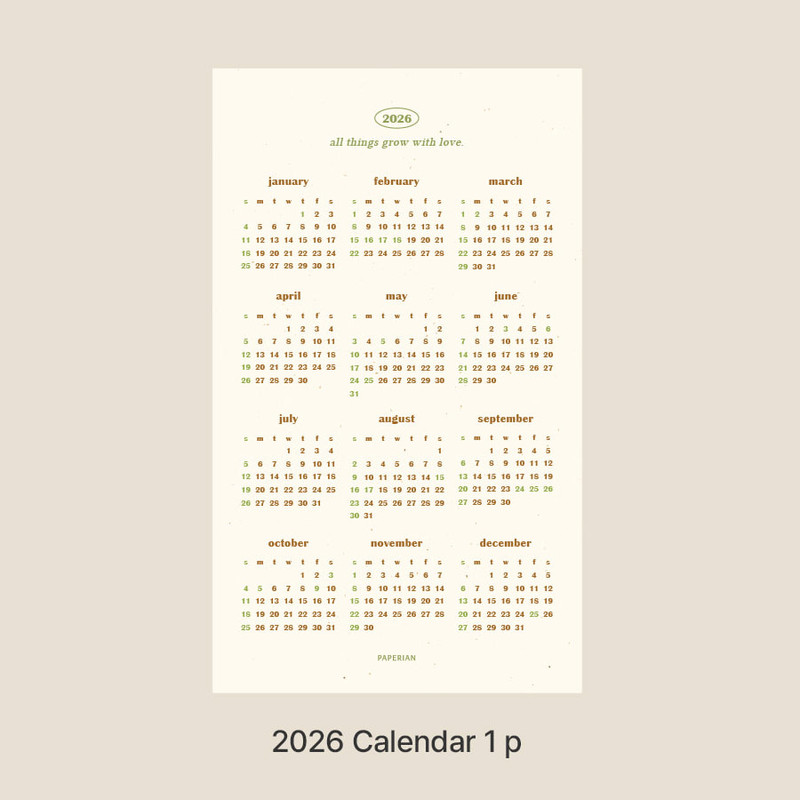 2026 Calendar - PAPERIAN 2026 Life Gardener Mini Monthly Calendar Sheets