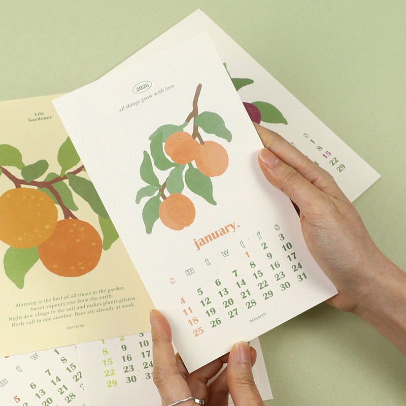 Mini Size - PAPERIAN 2026 Life Gardener Mini Monthly Calendar Sheets