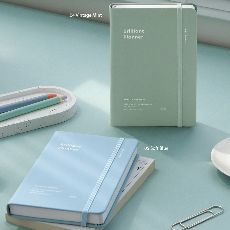 04 Vintage Mint & 05 Soft Blue - Iconic 2026 Brilliant Dated Daily Planner