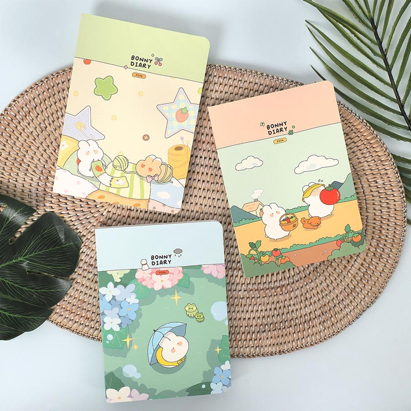 Cute Cover Illustration - PLEPLE 2026 Bonny Dated Weekly Diary Cute Cover Illustration - PLEPLE 2026 Bonny Dated Weekly Diary
