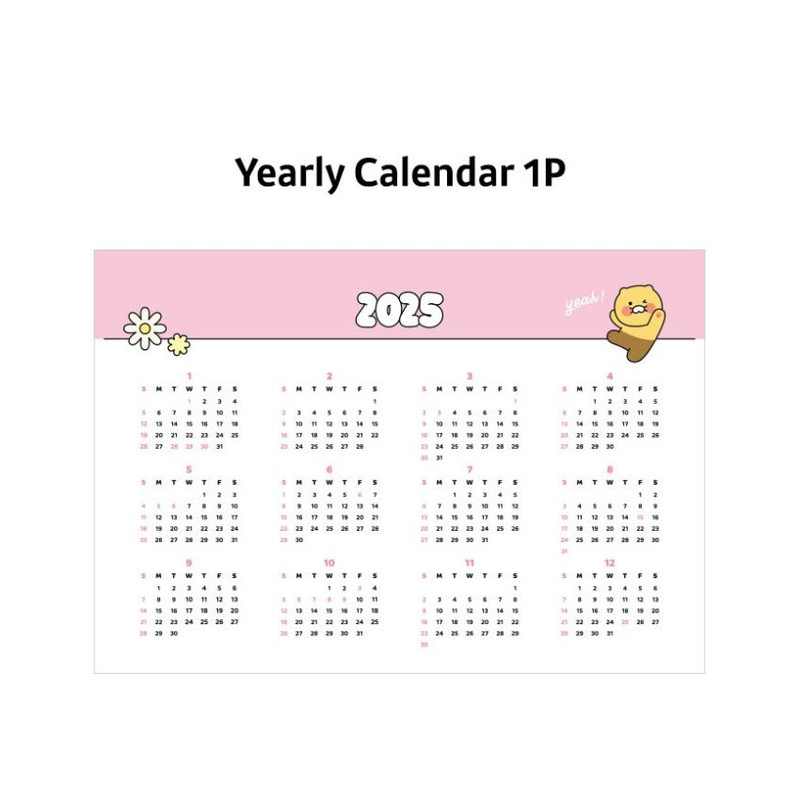 Yearly calendar - Kakao Friends 2025 Say Cheese Small Desk Calendar