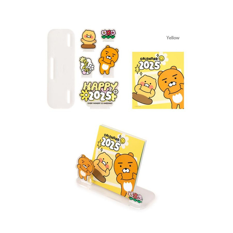 Yellow - Kakao Friends 2025 Say Cheese Acrylic Desk Calendar