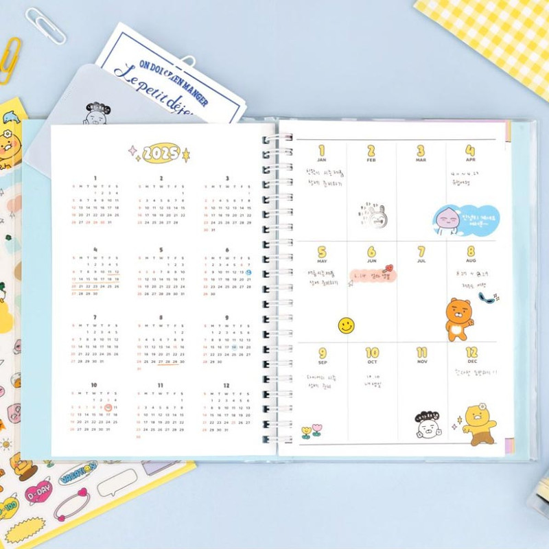 Yearly plan - Kakao Friends 2025 Say Cheese Wire Bound Dated Weekly Planner