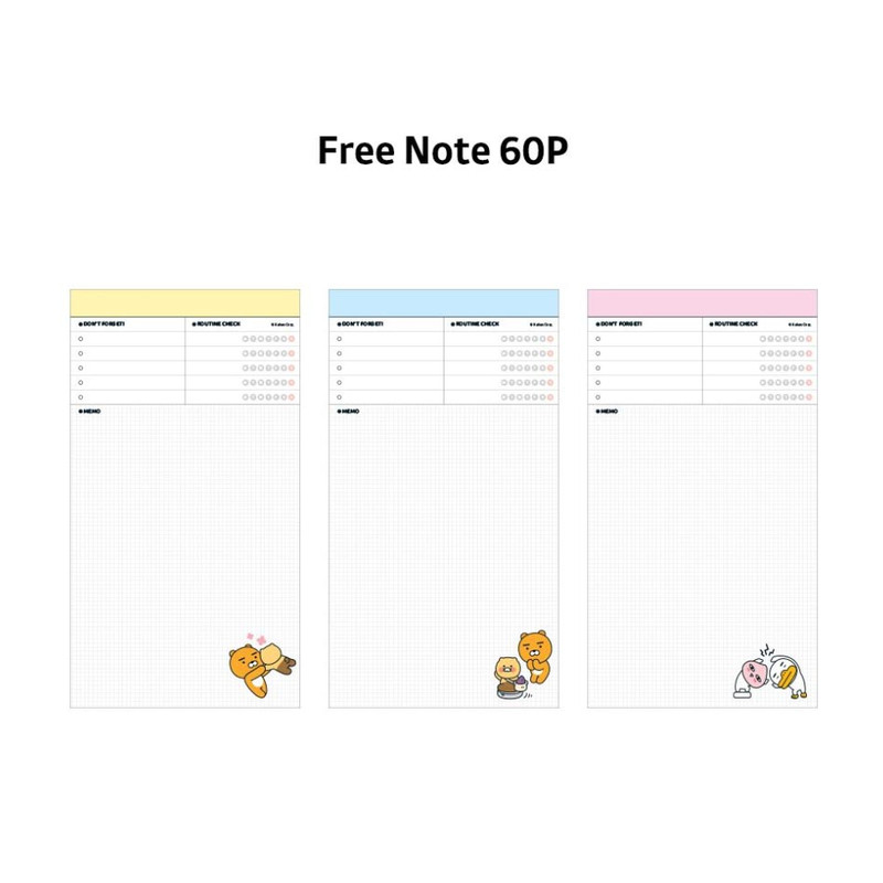 Free note - Kakao Friends Say Cheese Dateless Weekly Planner Notepad Free note - Kakao Friends Say Cheese Dateless Weekly Planner Notepad