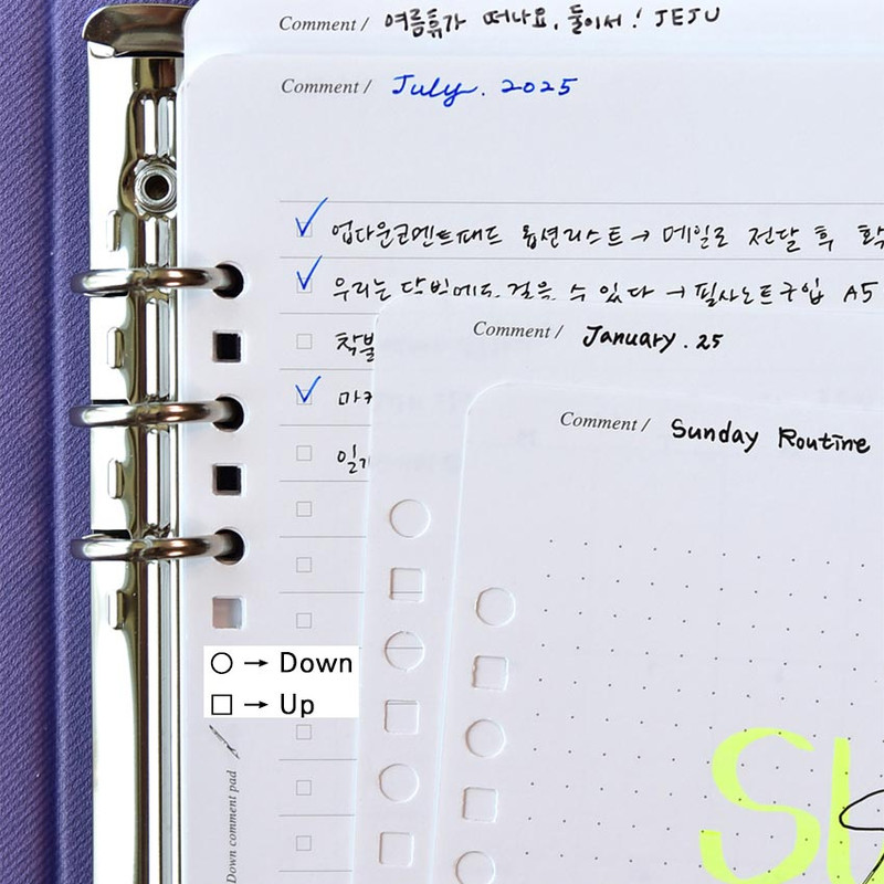 Up & Down punching method - Plepic Up & Down Comment Standard A5 Paper Refill Set