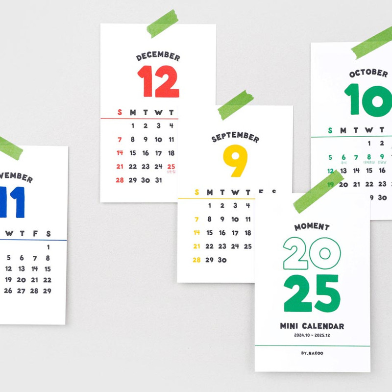 Usage example of Nacoo 2025 Moment Mini Monthly Calendar Sheets