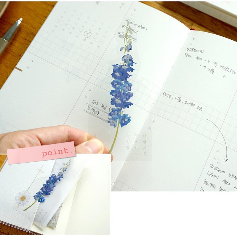 Comes with a clear flower bookmark - Indocyder 2025 Tales of a Flowery Path Dated Weekly Planner