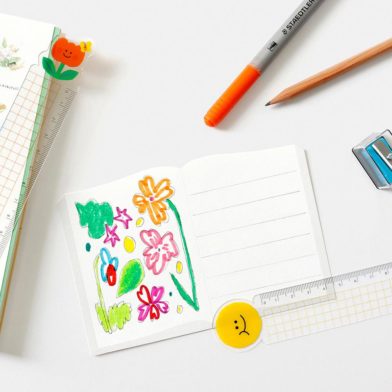 Usage example of Bookfriends Smile Grid 15cm Ruler Clear Bookmark Set