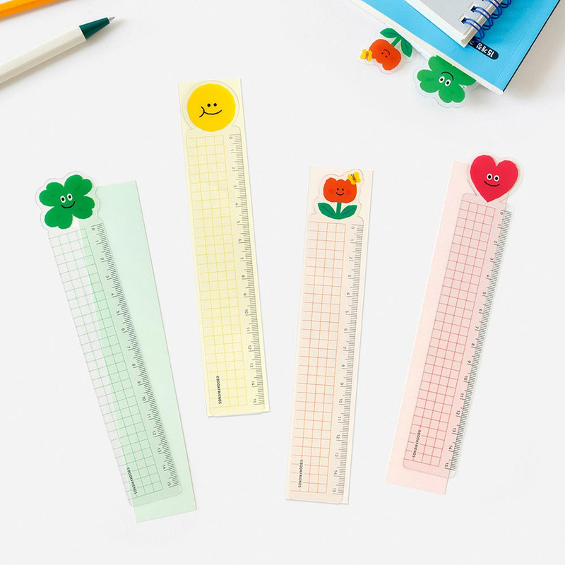 Bookfriends Smile Grid 15cm Ruler Clear Bookmark Set