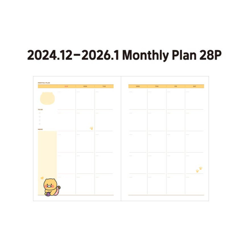 Monthly plan - Kakao Friends 2025 Choonsik A5 Ordinary 6 ring Dated Weekly Planner Monthly plan - Kakao Friends 2025 Choonsik A5 Ordinary 6 ring Dated Weekly Planner