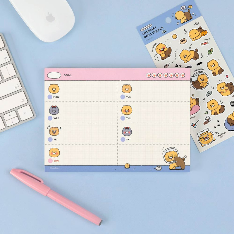 Usage example of Kakao Friends Choonsik Ordinary Undated Weekly Planner Notepad Usage example of Kakao Friends Choonsik Ordinary Undated Weekly Planner Notepad