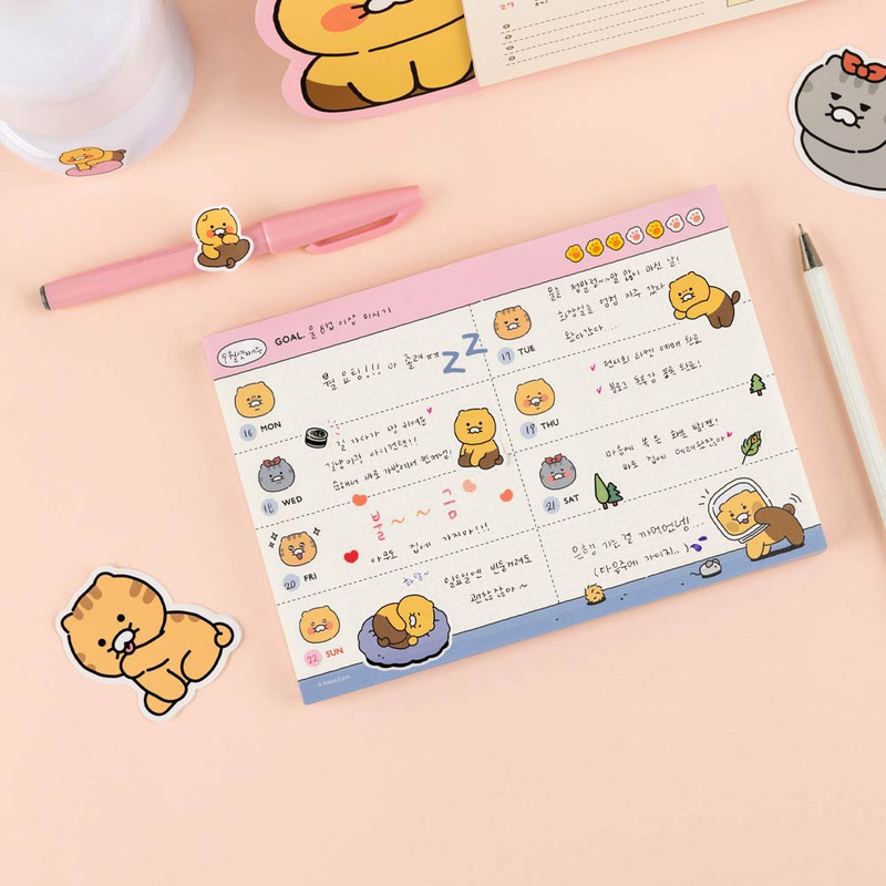 Usage example of Kakao Friends Choonsik Ordinary Undated Weekly Planner Notepad Usage example of Kakao Friends Choonsik Ordinary Undated Weekly Planner Notepad
