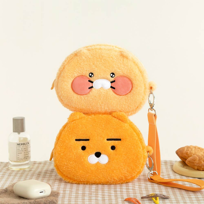 Kakao Friends Boucle Zipper Pouch With Strap Kakao Friends Boucle Zipper Pouch With Strap
