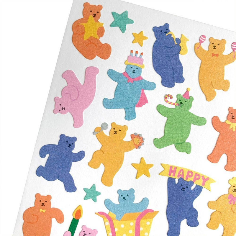 Detail of Jelly Bear Paper Sticker Pack of 12 Sheets