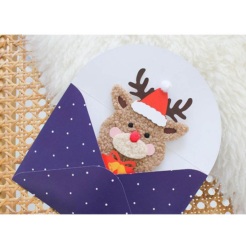 Comes with a Envelope - Somssi Boucle Rudolph Standing Card Envelope Set