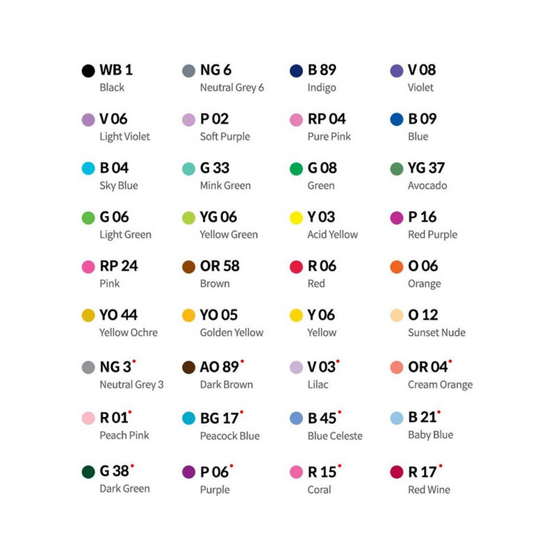 Color - Monami Double Ended 36 Colors Permanent Marker Name Pen Set