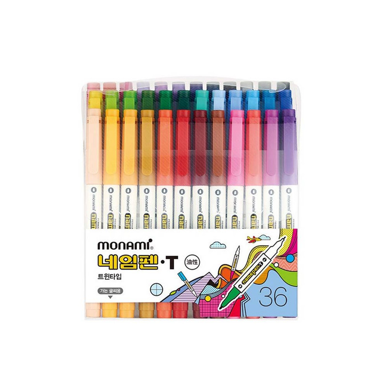 Monami Double Ended 36 Colors Permanent Marker Name Pen Set