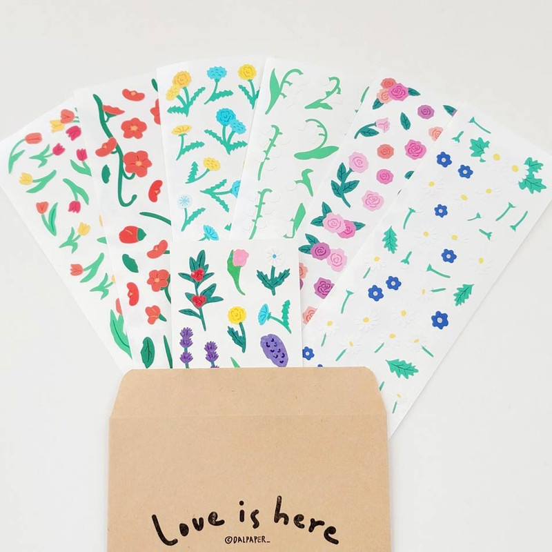 DALPAPER Flower Matte Paper Sticker Pack