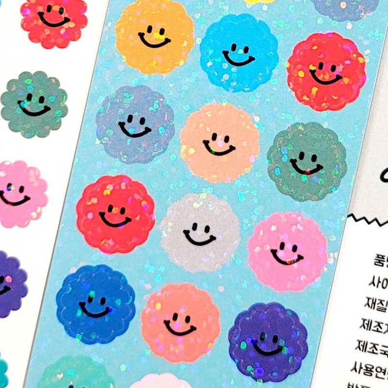Detail of DALPAPER Flower Smile Slim Glitter Sticker Detail of DALPAPER Flower Smile Slim Glitter Sticker