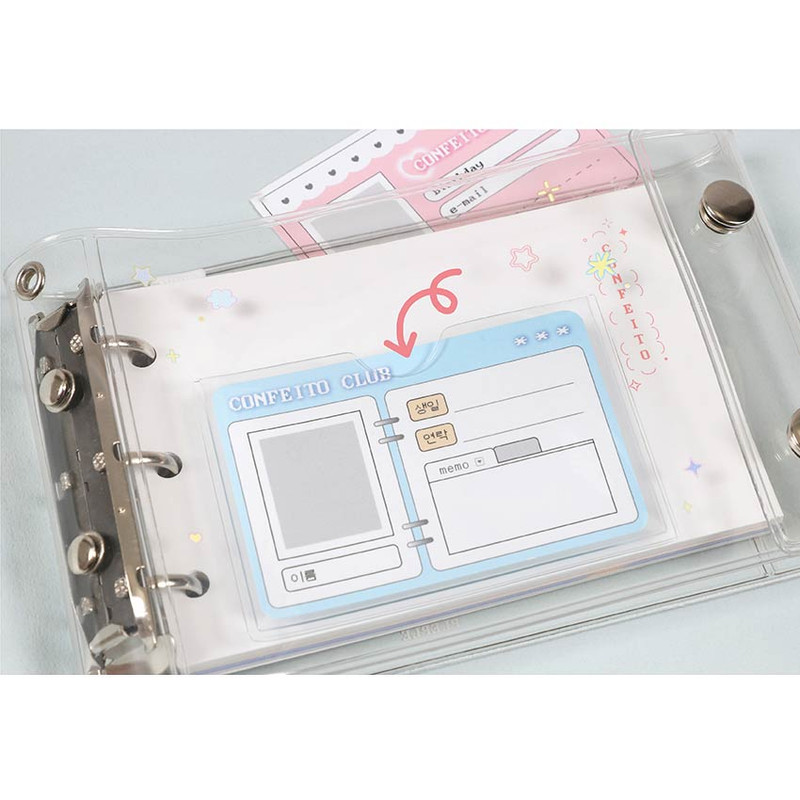 Clear Cover with card pocket - Pleple Star Candy B7 3-ring Undated Weekly Planner