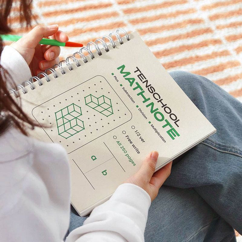 Green - Indigo Tenschool 250 Math Notebook
