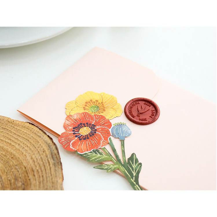 Detail of Somssi Paper Flower Poppy Letter And Envelope Set