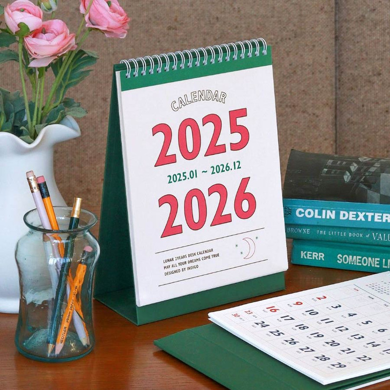 Indigo 2025-2026 Two Years Lunar Desk Calendar