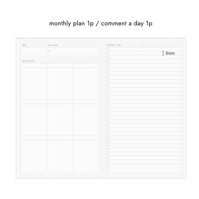 Monthly plan & Comment a day - Be On D Daily Sequence 1 Month Undated Daily Planner
