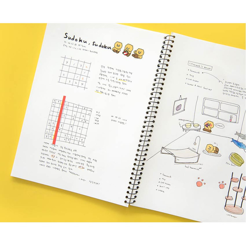 Usage example of Kakao Friends Choonsik B5 Wirebound Plain Notebook